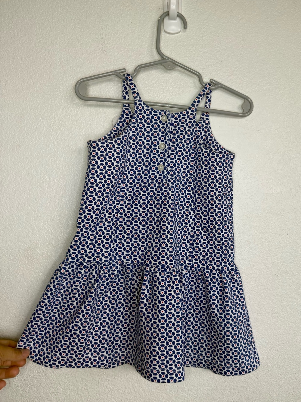 Janie and Jack Navy and White Floral Dot Sundress with Flower Accent - Picture 2 of 3